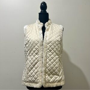 Reversible Vintage Ralph Lauren Cream Vest with Faux Persian Lamb Fur Lining